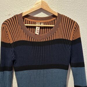 Dolan - Striped Ribbed Knit Sweater Dress